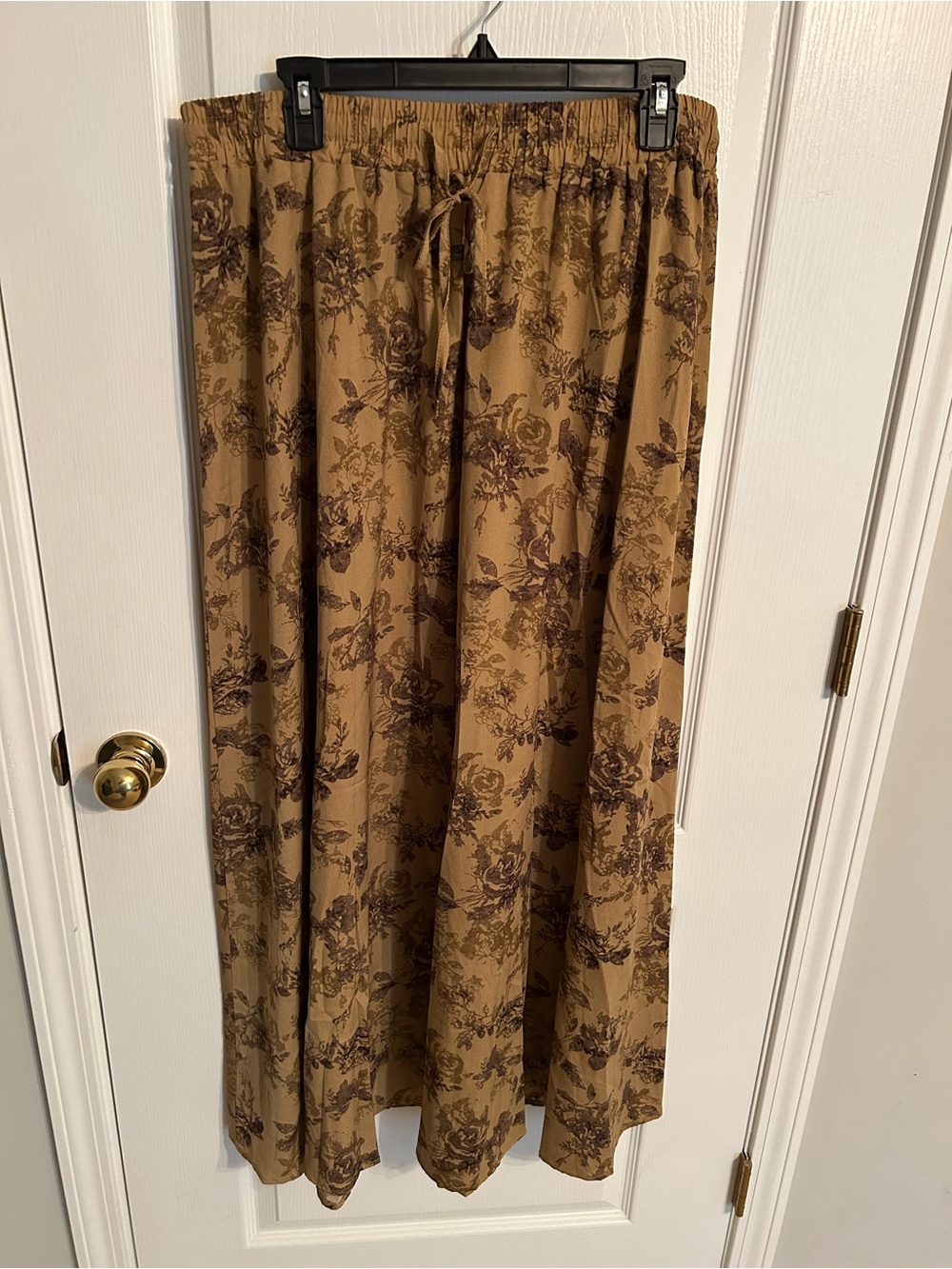 Amazon Brown Floral Print Maxi Skirt